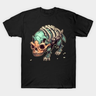 Skeleton Scary Chibi Triceratops Isometric Dinosaur T-Shirt